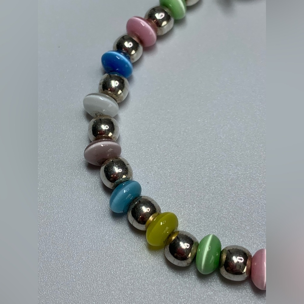 Silpada Rare HTF Sterling Silver Pastel Beaded Toggle Bracelet w/Safety Chain - Picture 11 of 16